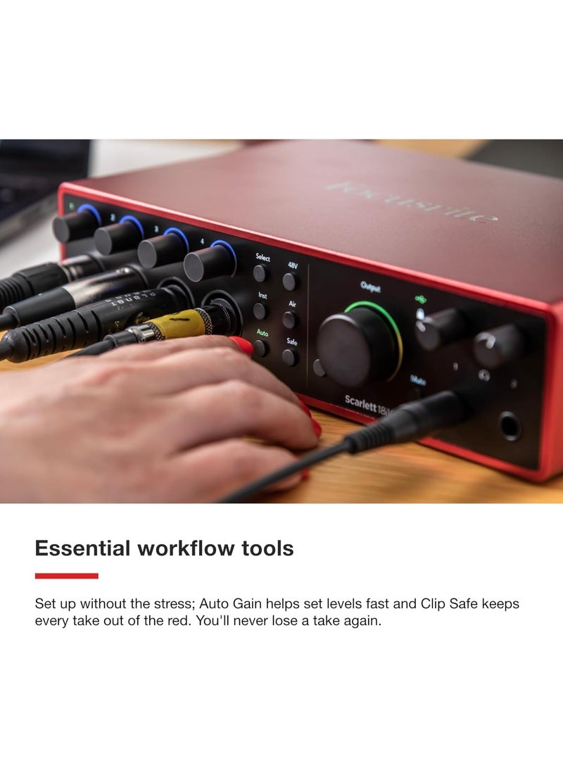 فوكوسرايت واجهة صوتية Focusrite Scarlett 18i16 الجيل الرابع USB لتسجيل الموسيقى والاستوديو للموسيقيين وكاتبي الأغاني والعازفين والمذيعين - Image 5